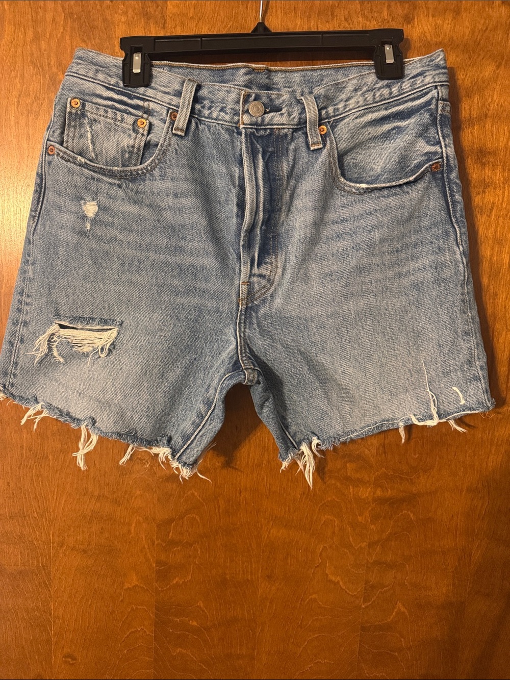 Levi's Light Blue Distressed Denim Cutoff Shorts 501 size 31